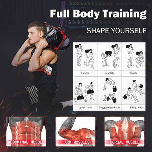 Sandbag Workout Bag, Sandbags for Fitness, Sand Bags Heavy Duty Workout with 6 Handles and 10-60 Lbs Adjustable Filler Bags, Full-Body Sandbag Training for Home Gym in Saudi Arabia