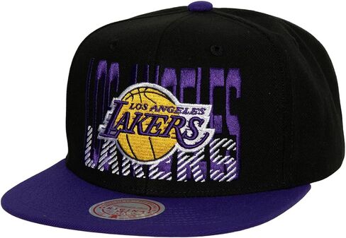 Mitchell & Ness Los Angeles Lakers Cross Check Snapback Hat Cap Black, Purple in Saudi Arabia