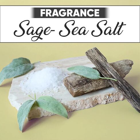 Scented Candle | Relaxing Aromatherapy Soy Wax Candles for Home | Refreshing Summer Non-Toxic Candles | Long-Lasting Candles with a 50-Hour Burn Time (Sage- Sea Salt), White, CC002 in Saudi Arabia