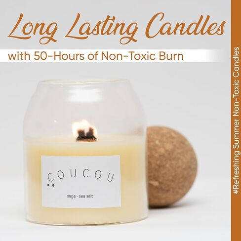 Scented Candle | Relaxing Aromatherapy Soy Wax Candles for Home | Refreshing Summer Non-Toxic Candles | Long-Lasting Candles with a 50-Hour Burn Time (Sage- Sea Salt), White, CC002 in Saudi Arabia