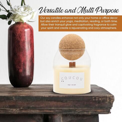 Scented Candle | Relaxing Aromatherapy Soy Wax Candles for Home | Refreshing Summer Non-Toxic Candles | Long-Lasting Candles with a 50-Hour Burn Time (Sage- Sea Salt), White, CC002 in Saudi Arabia