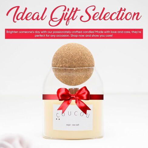 Scented Candle | Relaxing Aromatherapy Soy Wax Candles for Home | Refreshing Summer Non-Toxic Candles | Long-Lasting Candles with a 50-Hour Burn Time (Sage- Sea Salt), White, CC002 in Saudi Arabia
