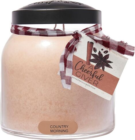 A Cheerful Giver — Country Morning - 34oz Papa Scented Candle Jar with Lid - Keepers of the Light - 155 Hours of Burn Time, Gift for Women, Brown in Saudi Arabia