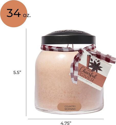 A Cheerful Giver — Country Morning - 34oz Papa Scented Candle Jar with Lid - Keepers of the Light - 155 Hours of Burn Time, Gift for Women, Brown in Saudi Arabia