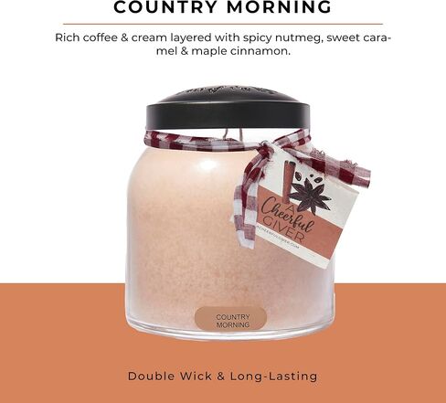 A Cheerful Giver — Country Morning - 34oz Papa Scented Candle Jar with Lid - Keepers of the Light - 155 Hours of Burn Time, Gift for Women, Brown in Saudi Arabia