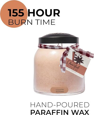 A Cheerful Giver — Country Morning - 34oz Papa Scented Candle Jar with Lid - Keepers of the Light - 155 Hours of Burn Time, Gift for Women, Brown in Saudi Arabia