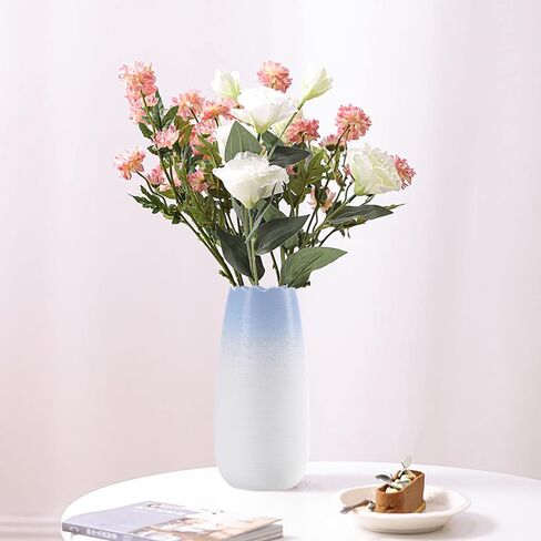 Ceramic Vase, Flower Vase Nordic Minimalism Style, Elegant Vase for Modern Table Shelf Home Decor Round Ceramic Vase for Fireplace Bedroom Kitchen Living Room Office Desk (Blue, 7 inch) in Saudi Arabia