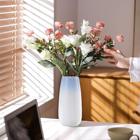 Ceramic Vase, Flower Vase Nordic Minimalism Style, Elegant Vase for Modern Table Shelf Home Decor Round Ceramic Vase for Fireplace Bedroom Kitchen Living Room Office Desk (Blue, 7 inch) in Saudi Arabia