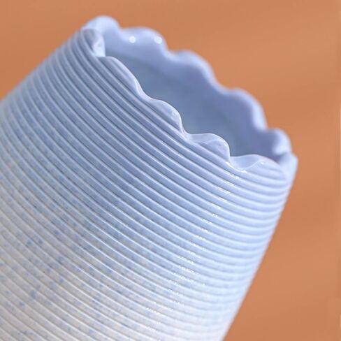 Ceramic Vase, Flower Vase Nordic Minimalism Style, Elegant Vase for Modern Table Shelf Home Decor Round Ceramic Vase for Fireplace Bedroom Kitchen Living Room Office Desk (Blue, 7 inch) in Saudi Arabia