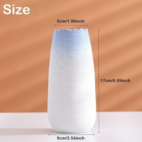 Ceramic Vase, Flower Vase Nordic Minimalism Style, Elegant Vase for Modern Table Shelf Home Decor Round Ceramic Vase for Fireplace Bedroom Kitchen Living Room Office Desk (Blue, 7 inch) in Saudi Arabia