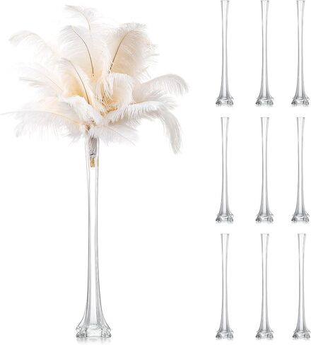 Eiffel Tower Vase Glasseam, 20" Tall Skinny Glass Vase for Flowers, Set of 2 Modern Crystal Clear Decorative Vases for Centerpieces, Long Single Flower Vase for Pampas Grass Living Room Decoration in Saudi Arabia