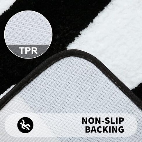 سجاد حمام من الألياف الدقيقة، سجادة حمام أشعث ناعمة وذات قدرة على الامتصاص، غير قابلة للانزلاق، سجادة حمام قطيفة سميكة، سجادات حمام جافة قابلة للغسل في الغسالة، 20 بوصة × 32 بوصة، أسود in Kuwait