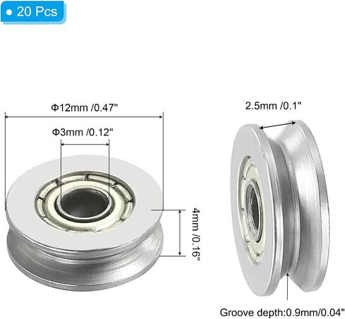 PATIKIL U-Groove Bearing، 10 عبوات 4x13x4mm U Groove Guide Pulley الكربون الصلب مختومة الكرات السكك الحديدية تحمل عجلة لنظام حركة بطانة المسار in Saudi Arabia