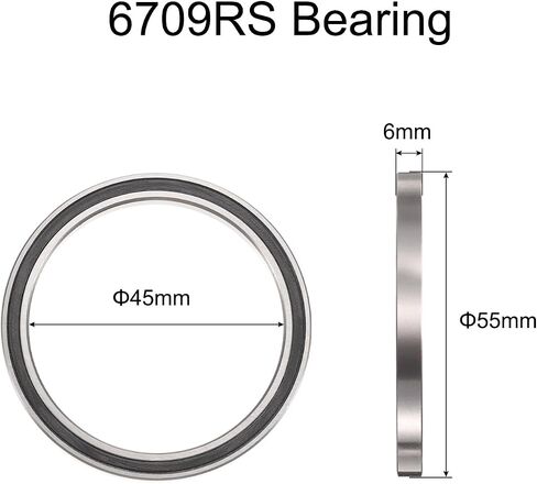 uxcell 5pcs 6709-2RS Bearing 45x55x6mm, Chrome Steel Double Rubber Seals Precision Bearing, Lubricated Deep Groove Ball Bearings, P6 (ABEC 3) in Saudi Arabia