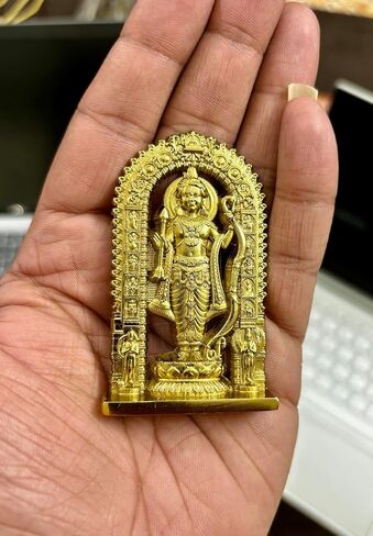 Shri Ram Lalla Ji 3D Metal Murti Ayodhya Ji | Black Brass Idol Statue for Home Mandir Office or Car Dashboard,3 Inches, 50 Grams (Antique) in Saudi Arabia