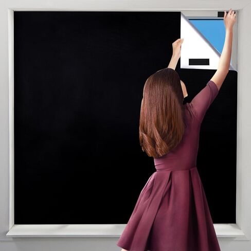 ستائر تعتيم 100% من SUQ I OME لغرفة النوم، ستائر نوافذ محمولة يمكنك صنعها بنفسك، ظلال نوافذ بدون حفر وستائر تعتيم مع ملصقات وعلامات تبويب لحضانة الأطفال، والسفر، وغرفة النوم (78 بوصة × 57 بوصة) in Kuwait