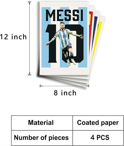 BAOGELI Messi, Ronaldo, Mbappe, Neymar Poster Soccer Canvas Poster Wall Art Print Set of 4 Gifts for Boys Living Room Bedroom Decor Unframed: 8x12inch in Saudi Arabia