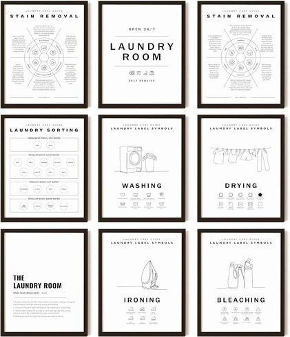 97 Decor Laundry Room Wall Decor - Laundry Decor for Laundry Room Accessories, Laundry Symbol Wall Art Prints, Laundry Symbols Guide Picture, Laundry Care Instruction Chart Sign Poster (8x10 Unframed) in Saudi Arabia