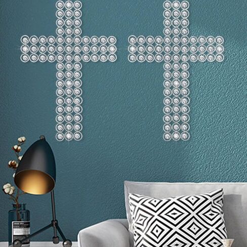 2Pcs Crystal Wall Cross Metal Wall Sculpture Décor Hanging Cross for Wall Table Decorative Farmhouse Home Art in Saudi Arabia