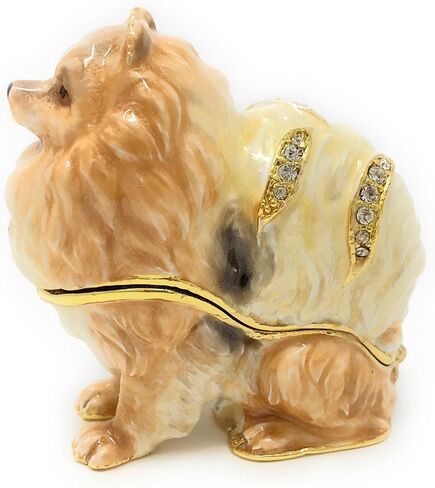 Enameled Pomeranian Dog Trinket Box, Accented with Austrian Crystals, 2 Inches Tall in Saudi Arabia