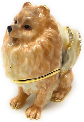 Enameled Pomeranian Dog Trinket Box, Accented with Austrian Crystals, 2 Inches Tall in Saudi Arabia