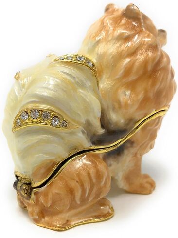 Enameled Pomeranian Dog Trinket Box, Accented with Austrian Crystals, 2 Inches Tall in Saudi Arabia