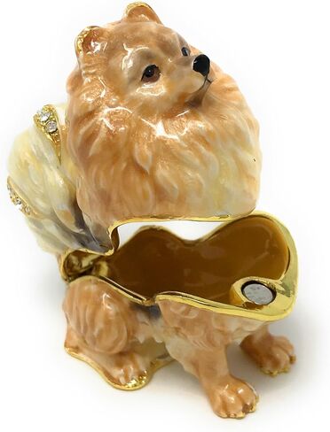 Enameled Pomeranian Dog Trinket Box, Accented with Austrian Crystals, 2 Inches Tall in Saudi Arabia
