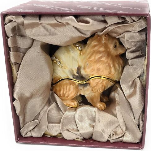 Enameled Pomeranian Dog Trinket Box, Accented with Austrian Crystals, 2 Inches Tall in Saudi Arabia