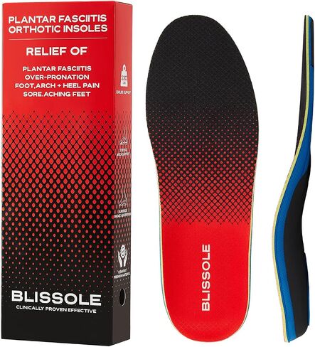 Orthotic Insoles for Plantar Fasciitis & Heel Pain Relief, Neutral Arch Support inserts for Flat Feet & Over-pronation, Enhanced Shock Absorption, Anti Fatigue for Work Boots Sneaker (L-BLUE) in Saudi Arabia