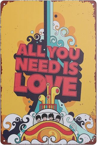 Yellow Submarine Movie Vintage Wall Decor Metal Retro Tin Sign Wall Decorative Signs Art Decor for Beatles Fans by GEMAIGE 12x8 Inch (Yellow Submarine) in Saudi Arabia