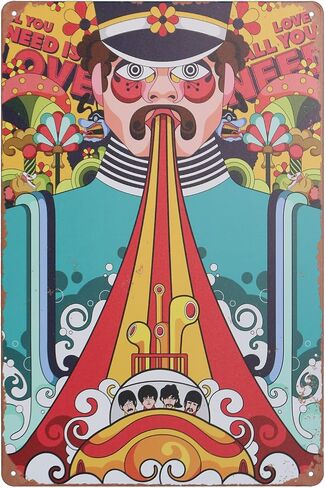 Yellow Submarine Movie Vintage Wall Decor Metal Retro Tin Sign Wall Decorative Signs Art Decor for Beatles Fans by GEMAIGE 12x8 Inch (Yellow Submarine) in Saudi Arabia