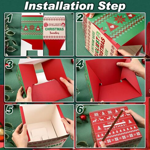 71 Pcs Xmas Ugly Sweater Game Sets Ugly Sweater Contest Voting Box 60 Voting Cards 8 Christmas Sweater Trophy Award with 2 Sheets Stickers for Xmas Holiday Ugly Sweater Party Supplies in Saudi Arabia
