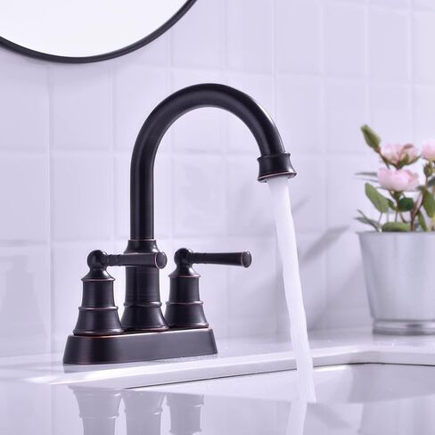 صنبور حمام أسود غير لامع بمقبضين من النحاس صنبور حوض الغرور 360 درجة صنبور دوار 4 بوصة مثبت على سطح السفينة، مع تصريف منبثق للتدفق الزائد ومجموعة خطوط إمداد المياه cUPC، BH-038MB in Kuwait