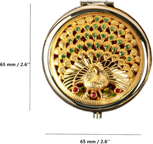 TANG SONG1PC Vintage Five Little Flowers Patterns Pattern Cosmetic Makeup Pocket Purse Magnification Jewel Mirror (Golden) in Saudi Arabia