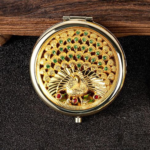 TANG SONG1PC Vintage Five Little Flowers Patterns Pattern Cosmetic Makeup Pocket Purse Magnification Jewel Mirror (Golden) in Saudi Arabia