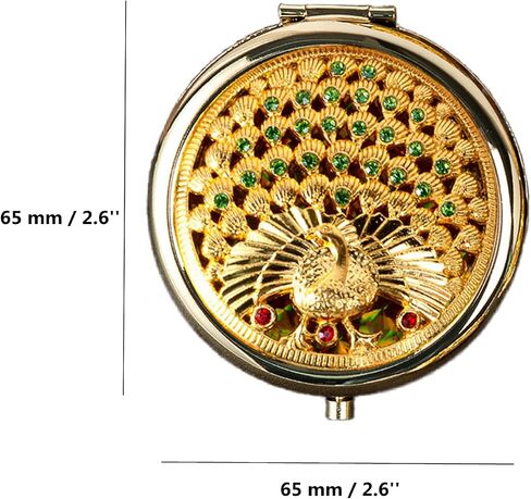 TANG SONG1PC Vintage Five Little Flowers Patterns Pattern Cosmetic Makeup Pocket Purse Magnification Jewel Mirror (Golden) in Saudi Arabia