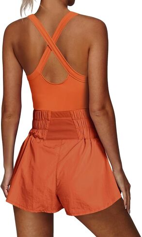 فستان تنس نسائي من Nirovien، تنورة للجري، قطعة واحدة، ملابس للتمرين، ملابس رياضية لليوجا (برتقالي ساطع، مقاس S) in Kuwait