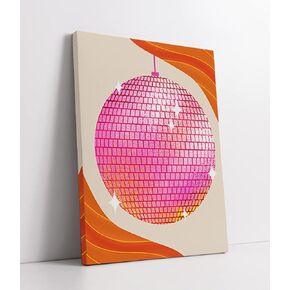 LiTiu Retro Trendy Preppy Disco Ball 70s Dorm Framed Wall Art Canvas Prints Decor,11''x 14'', Preppy Artwork Women Gifts Trendy Decorations For Teen Girls Room Dorm