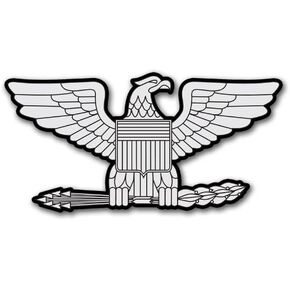 US Rank Colonel Silver Eagle Shaped Sticker (Army Marines Force Navy Coast Guard Silver Insignia United States (3 x 5 inch) U.S. Army Licensed
