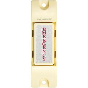 Seco-Larm SS-075CQ Enforcer Emergency Button; N.O. or N.C. Selectable Momentary Contact; Screw Terminals; Off-white Finish; Contact rated 0.5A at 12VDC