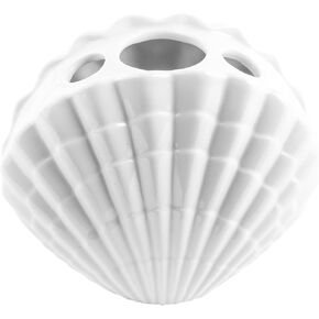 Lilly Pulitzer Shell Bud Vase, Decorative Ceramic Vase for Beach House Decor, Nautical Decor in White (Shell)
