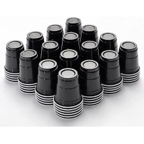 Sleek Black Plastic Shot Cups [100-Pack 2oz]- Graduation, Grad Party, Weddings, Cocktail Parties, Bachelor Parties, Sophisticated Events, Corporate Functions, Masquerade Balls, Halloween,