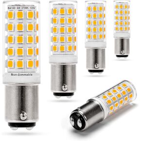 120 Volts BA15D LED Double Contact DC Bayonet Base Sewing Machine Bulb 6000K Daylight Bright White, BA15D 50W 75W Halogen Equivalent, T3/T4/C7/S6 Ba15d 5W Led Light Bulbs, 5Pack