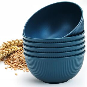 Unbreakable Cereal Bowls 24 oz, Plastic Bowls Reusable Light Weight Bowl, Set of 6, Large Lightweight Bowls Made of Wheat Straw Fiber Ideal for Salad, Soup, Ramen, Noodles, Oatmeal