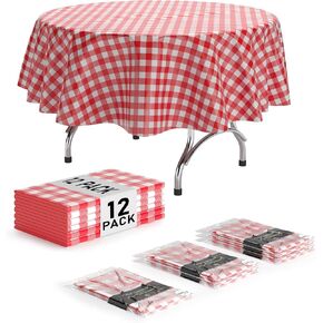 Exquisite Picnic Table Cover - 6 Pack Premium Rectangle Plastic Tablecloth - Black & White Checkered BBQ Plastic Table Cover - Gingham Checkerboard Disposable Plastic Tablecloth 54" x 108" Rectangle