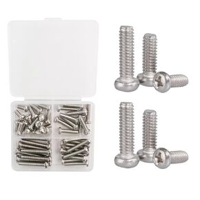 60Pcs M4 x 4/5/6/8mm Pan Head Phillips Machine Screws Assortment Kit with Storage Box,4 Sizes, 304 Stainless Steel Metric Cross Head Screws Bolts,M4x4568(15)