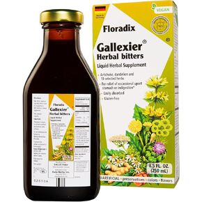 Floradix, Gallexier Vegan Herbal Bitters Liquid Supplement for Digestive Support, 8.5 Fl Oz