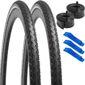 YUNSCM 2-PCS 26" Road Bike Tires 26x1.50/40-559 60TPI and 26" Bike Tubes Schrader Valve with 2 Rim Strips Compatible with 26 x 1.50 Bike Bicycle Tires and Tubes (W-3109)