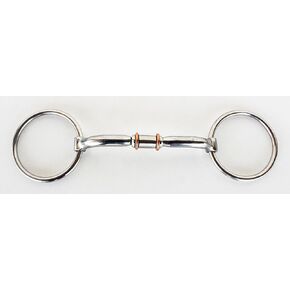 Horse SS Loose Ring Snaffle Bit with Copper Rollers Mouth 35567