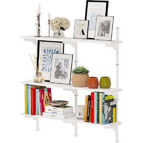 Wallniture Turin 36 inch x 6 in Floating Shelves for Wall Storage, Adjustable Shelf Brackets, Wall Book Shelf for Living Room, Adjustable Closet Shelves, Shelving Units and Storage, White, Wood